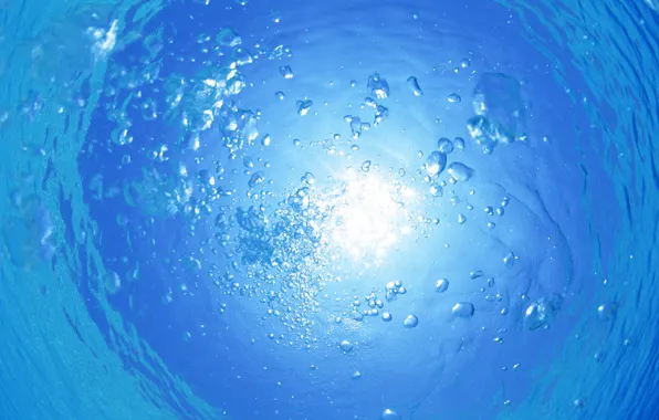 Water, the ocean, underwater world, water, bubbles of oxygen