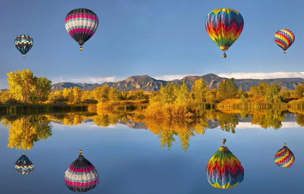 Picture the sky, water, trees, mountains, nature, lake, photo, balls