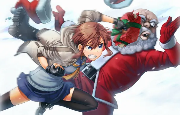 Girl, holiday, gift, new year, Christmas, fight, Santa Claus, Christmas