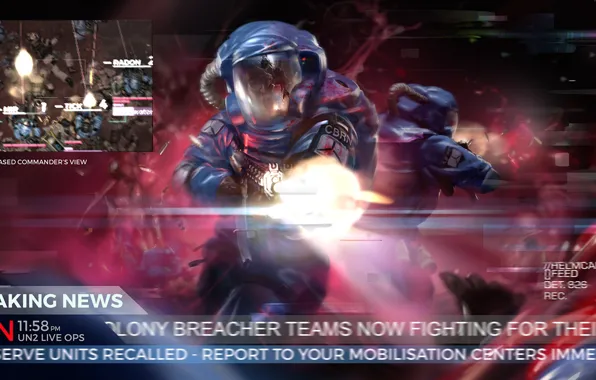 Space, fiction, attack, infection, astronaut, battle, the suit, soldiers