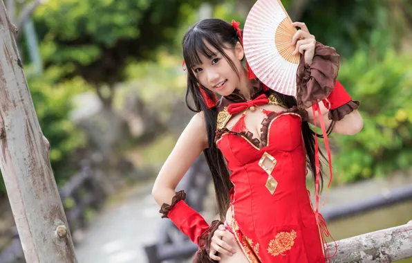 Dress, fan, Asian