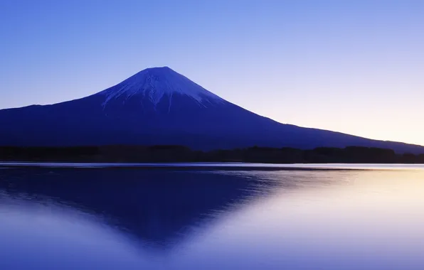 Snow, lake, morning, Japan, Fuji, Fuji