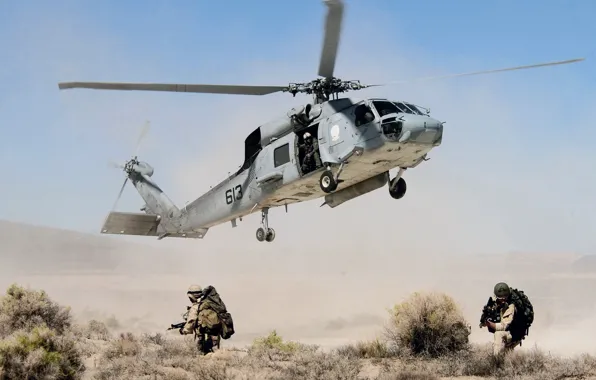 Weapons, desert, soldiers, fighter, Black Hawk, Black hawk