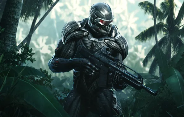 Picture weapons, jungle, soldiers, nanosuit, Electronic Arts, remastered, Crysis: Remastered