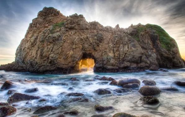Picture sea, stones, rocks, arch
