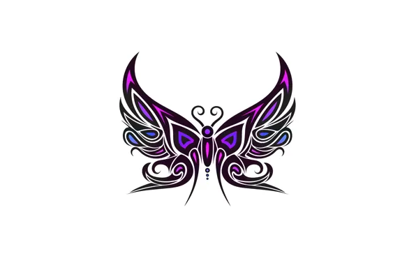 Purple, butterfly, minimalism, white background, butterfly