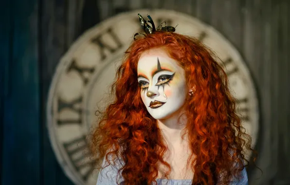 Look, girl, style, Board, watch, portrait, makeup, clown