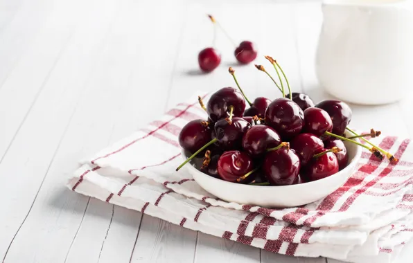 Cherry, plate, juicy