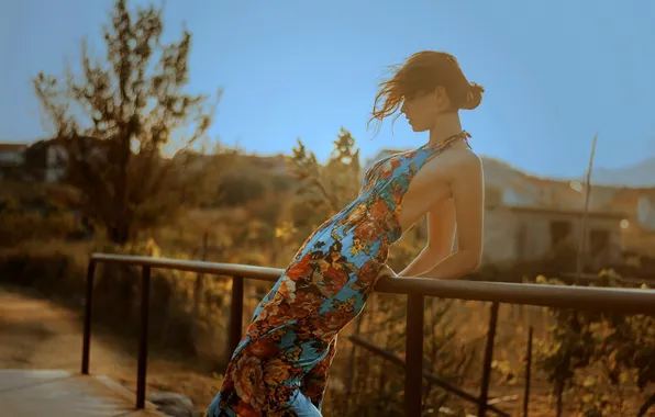 Girl, background, street