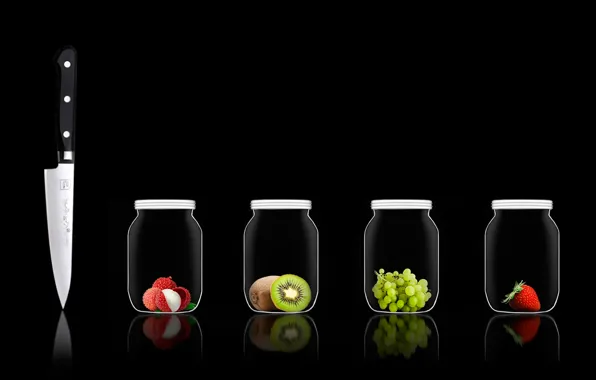 Berries, knife, Bank