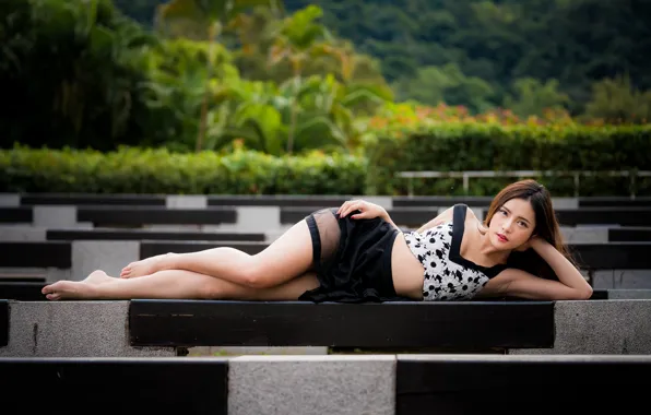 Girl, Asian, cutie, bokeh