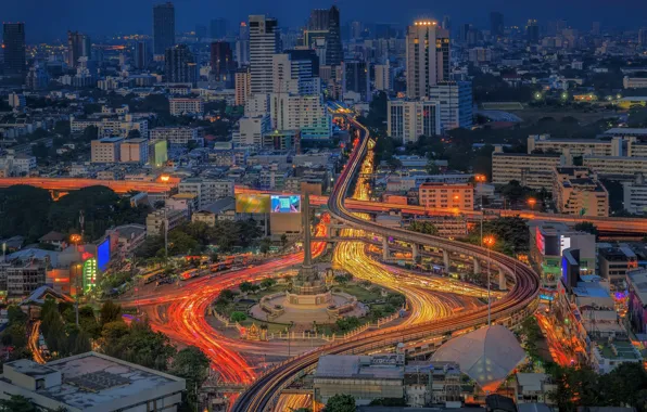 Road, night, the city, Thailand, bright, Bangkok, Thailand, Bangkok