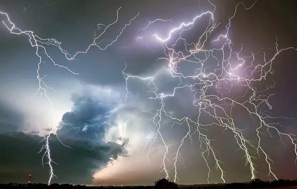 Clouds, Sky, Horizon, Lightning, Storm, Thunder, Lightning bolts