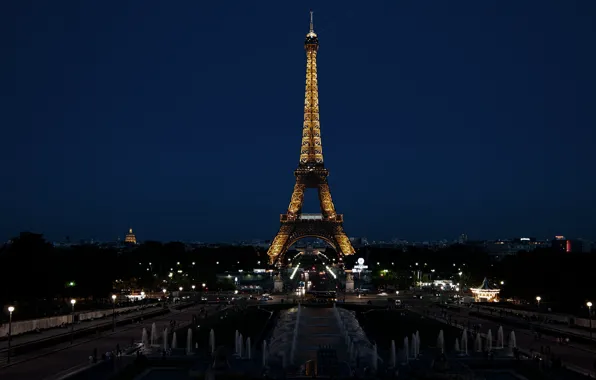 Picture night, the city, lights, France, Paris, Eiffel tower
