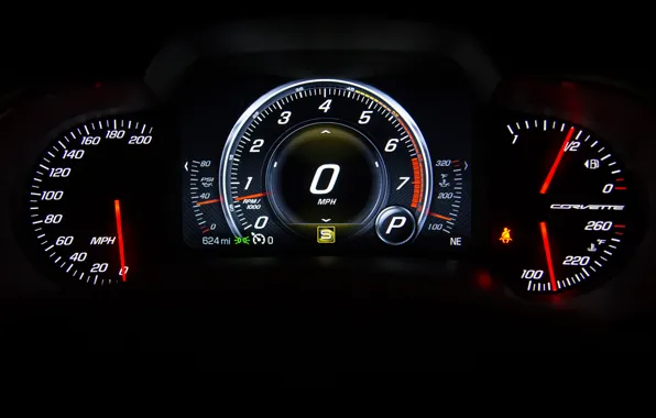 Picture panel, speedometer, devices, corvette