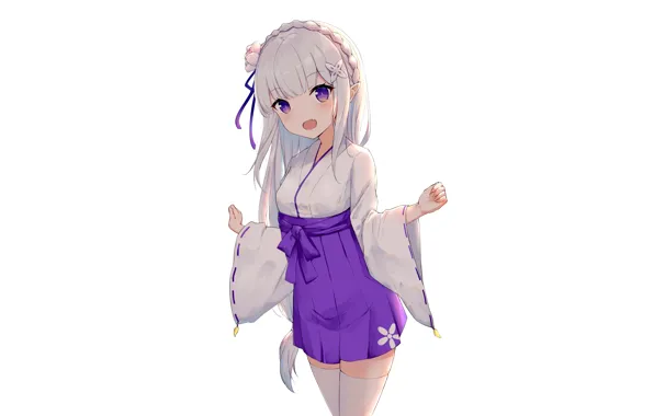 Girl, thighhighs, long hair, dress, anime, beautiful, purple eyes, pretty
