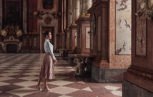 Picture girl, pose, skirt, blouse, Xenia, Kufeld, EIKONAS