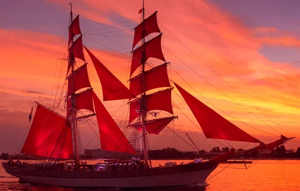 Sailboat, the theme, scarlet sails