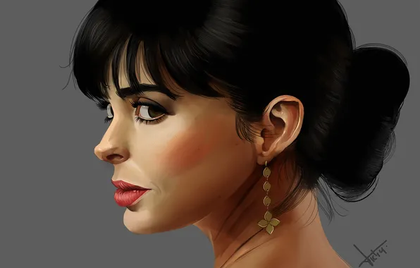Look, background, hair, earrings, art, neck, brown eyes, Kristen Knight