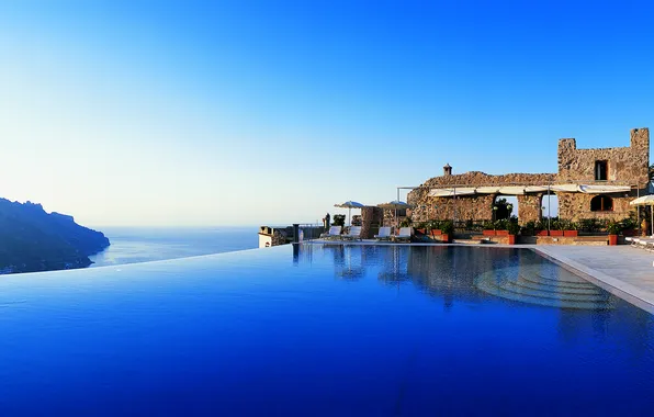 Picture sea, mood, Villa, view, pool