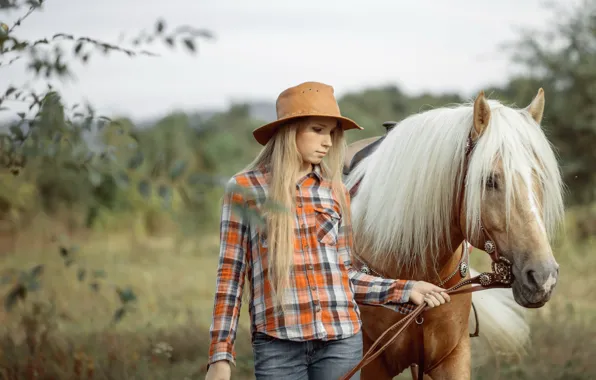 Picture girl, nature, horse