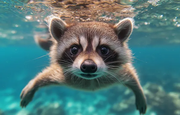 LOOK, WATER, FACE, DIP, RACCOON