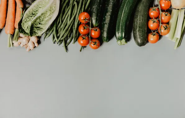 Vegetables, tomatoes, cabbage, beans