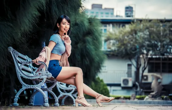 Picture legs, Asian, bench