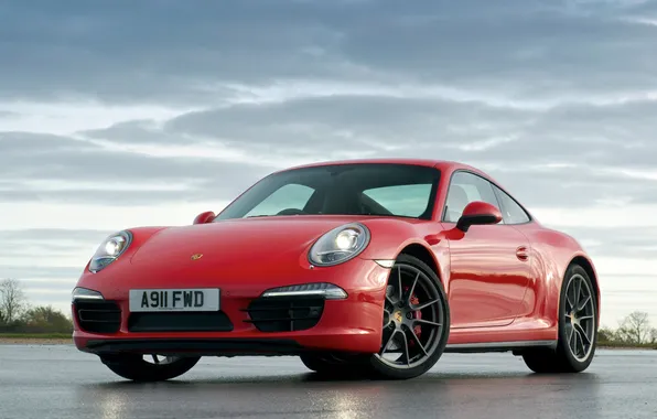 Picture car, 911, Porsche, red, auto, Coupe, wallpapers, Carrera 4S