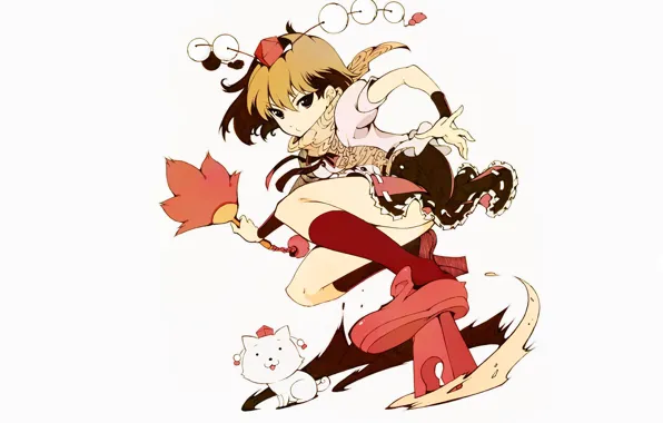 White background, cap, Aya Shameimaru, the cub, Touhou Project, bombski, Inubashiri Momiji, Project East