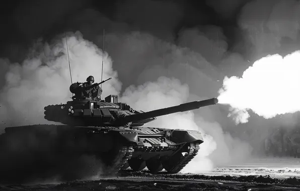 Soldiers, Tank, Shot, Digital art, Black and white, Tanker, AI art, The Art of Artificial …