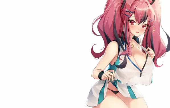 Girl, sexy, lingerie, pantsu, cleavage, panties, pink hair, long hair