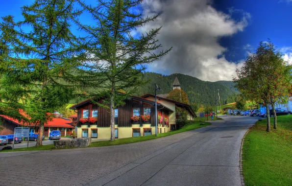 Picture trees, machine, the city, photo, street, home, Germany, Berchtesgaden