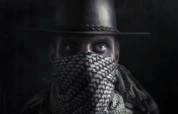 Look, people, portrait, hat, mask, bandit