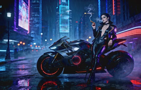 Picture Cyberpunk, Rain, Queen