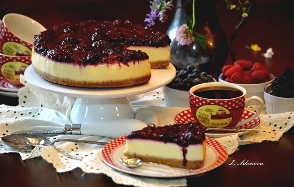 Picture berries, coffee, pie