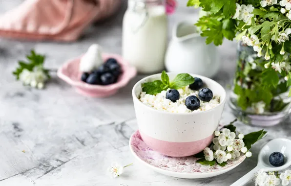 Berries, Breakfast, blueberries, cream, cheese, Karina Klachuk