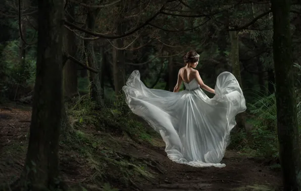 Forest, dress, Asian, the bride, wedding dress