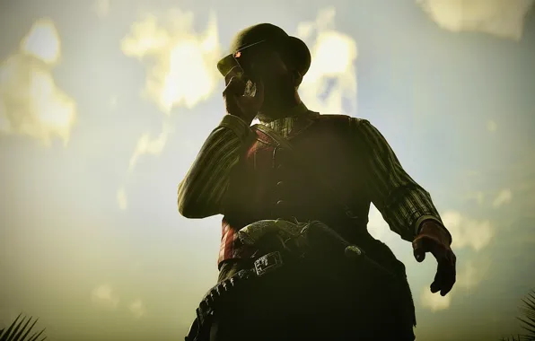 HDR, Clouds, Sky, Gun, Smoke, Game, John Marston, Cigarette