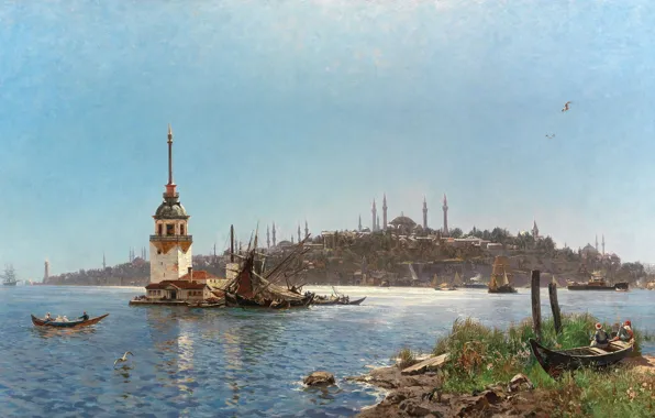 Picture German painter, German painter, Carl Saltzmann, Carl Salzman, A view of Constantinople, Views of Constantinople