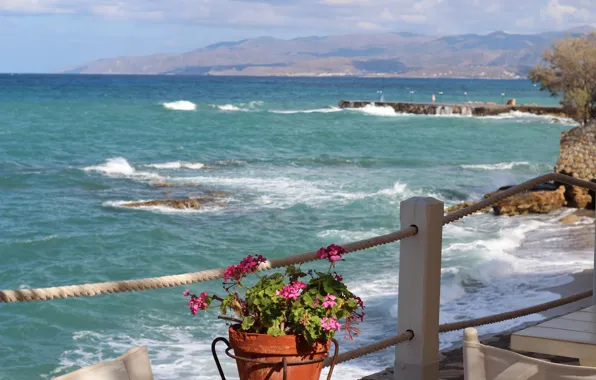 Sea, wave, the sky, blue, geranium