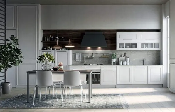 Style, Villa, interior, Italy, kitchen, dining room, dining area, Italian design