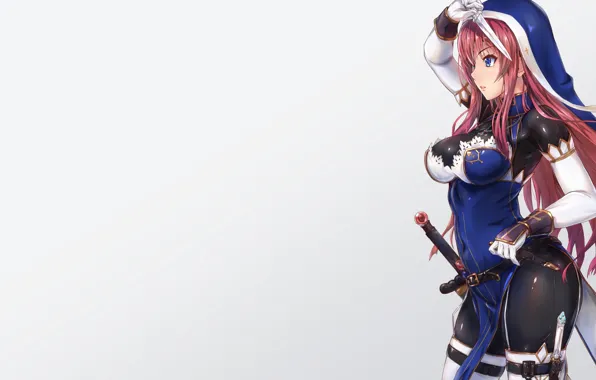 Girl, weapons, sword, anime, art, hood, tori, puru0083