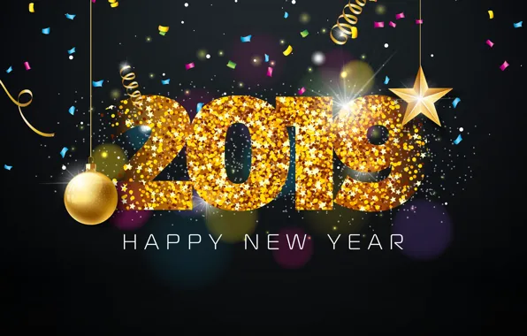 Picture gold, New Year, figures, golden, black background, black, background, New Year