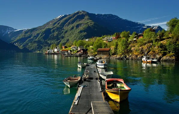 Boats, Norway, pierce, Arnafjord