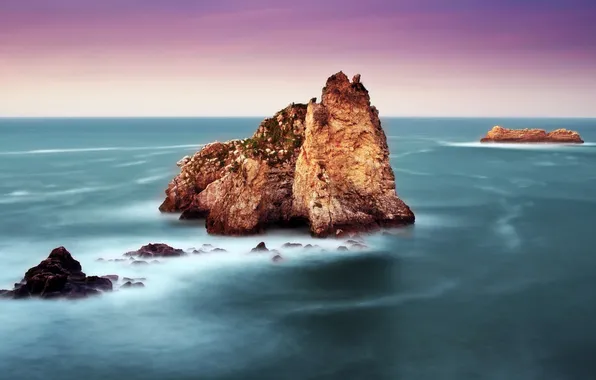 Sea, the sky, stones, the ocean, rocks, noise