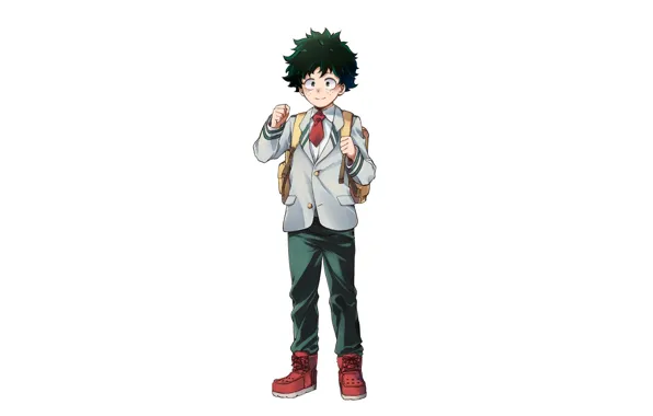 White background, form, My Hero Academia, Boku No Hero Academy, Midori Isuku, Izuku Midoriya, My …