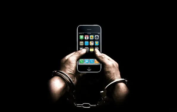 Picture hands, iphone, Handcuffs