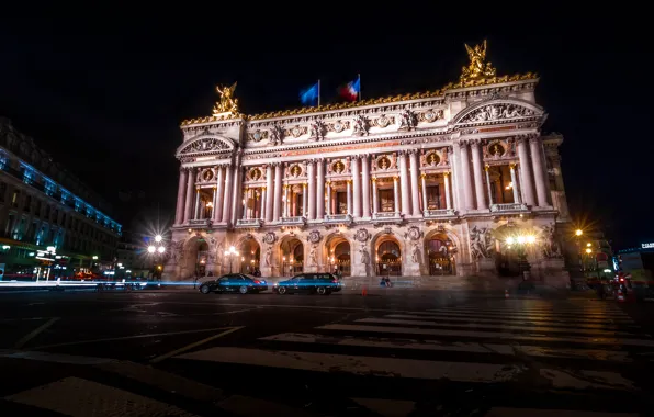 Night, lights, France, Paris, theatre, Opera Garnier, Grand Opera