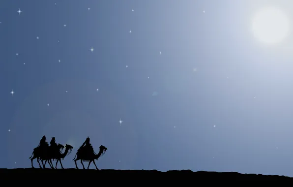 Picture road, the way, star, Christmas, gifts, camels, Journey, gifts
